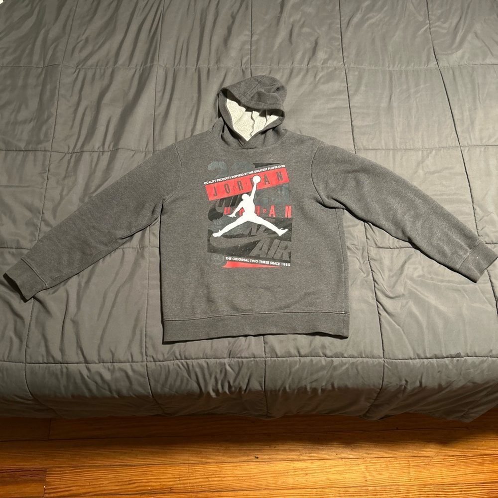 Jordan Gray Hoodie with Red Graphic